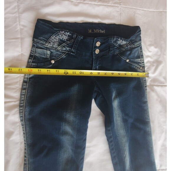 Vintage M Michel Jeans Womens Size 3 Retro Embellished Distressed Blue Jeans - Picture 5 of 12